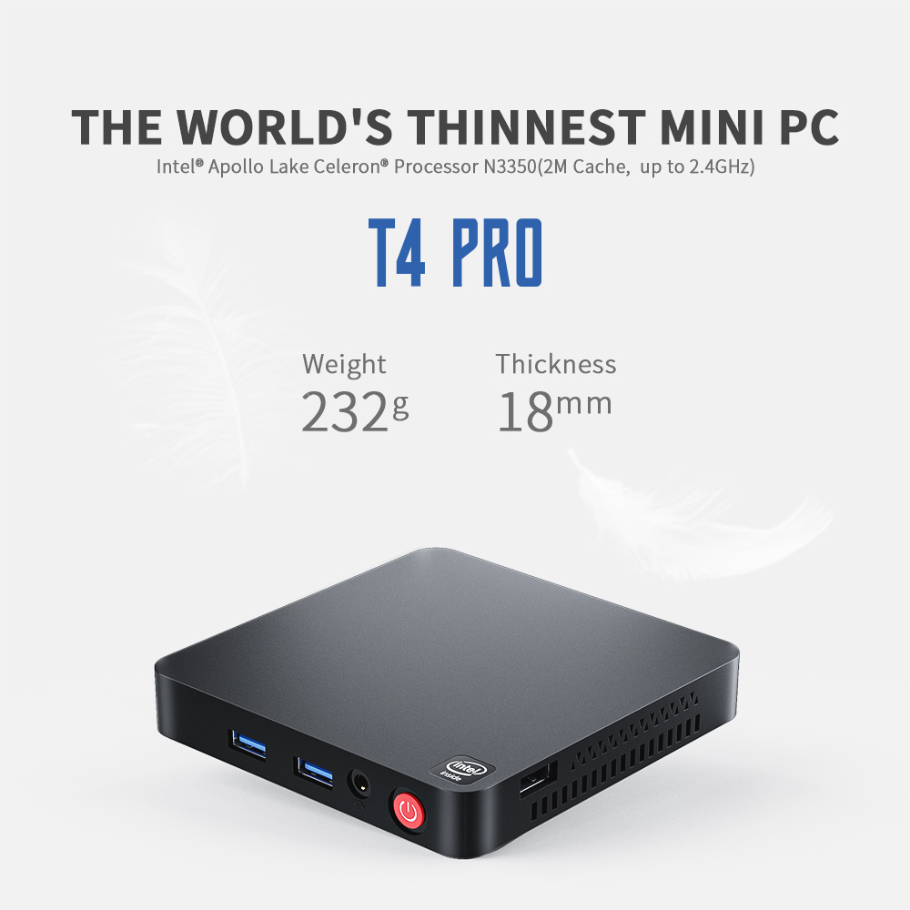 T4 Pro Mini PC Intel Apollo Lake Processor N3350 Windows 10 4K 4GB 64GB BT4.0 1000M AC Wifi Mini Computer
T4 Pro Mini PC Intel Apollo Lake Processor N3350 Windows 10 4K 4GB 64GB BT4.0 1000M AC Wifi Mini Computer