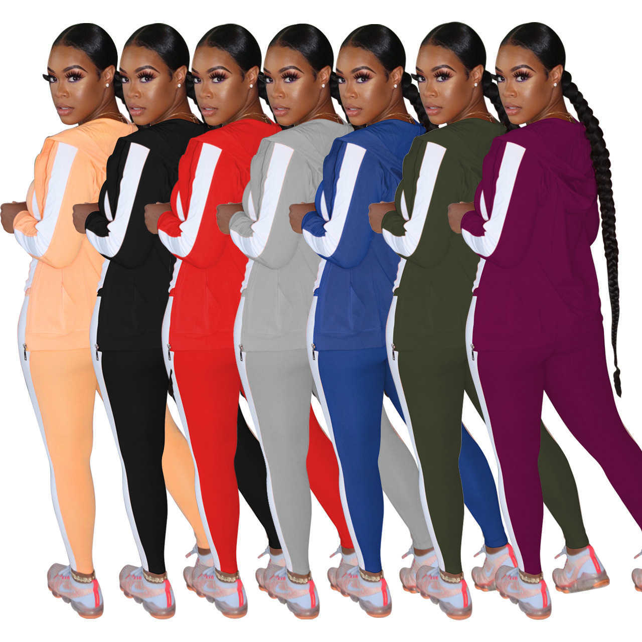 Womens tracksuit Sportswear Pants Tow Pieces Hoodie Legging Outfits Sports fashion casual solid color sports 3 piece suit