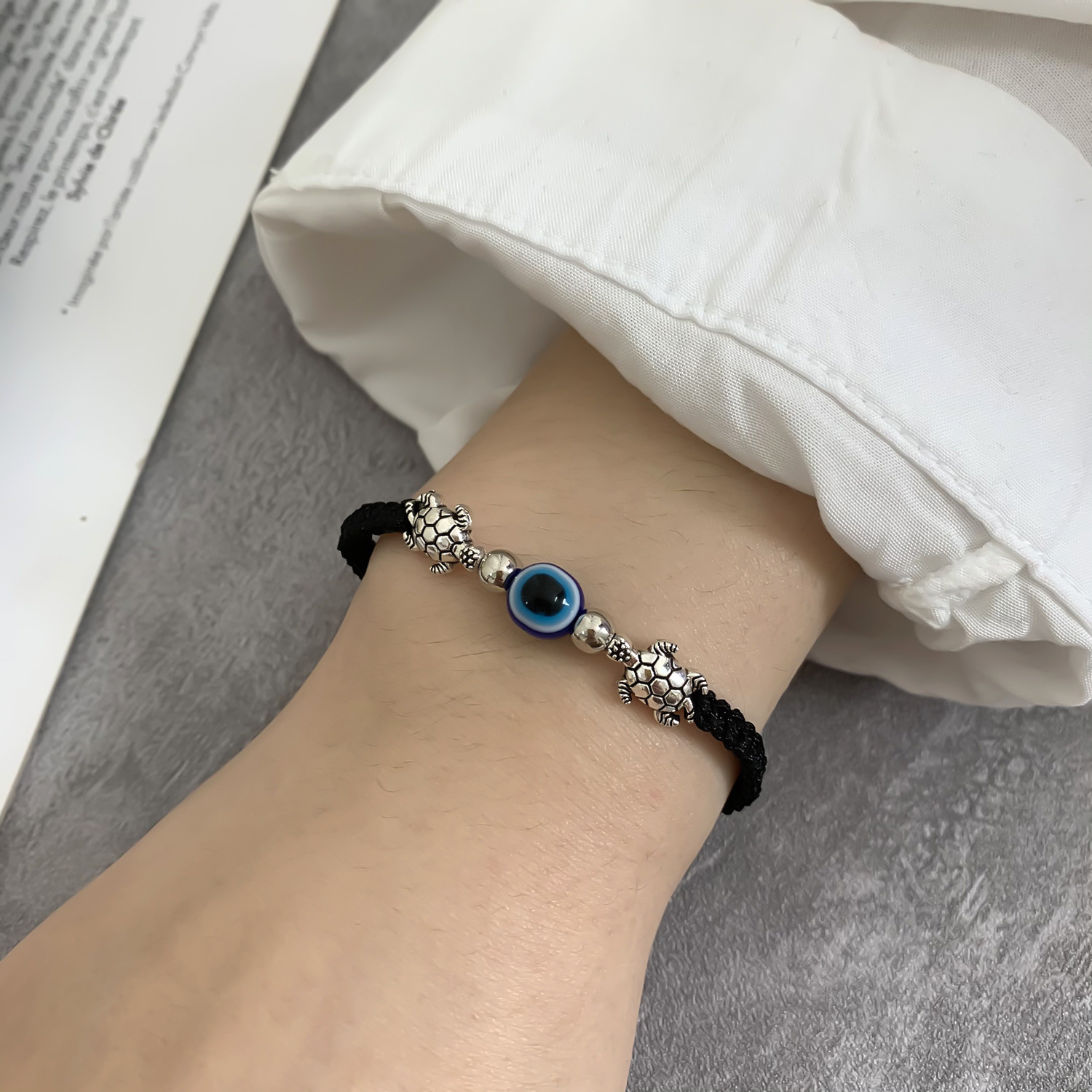 Blue Evil Eye Turtle Bracelets Women Men Lucky Handmade Red Braided String Adjustable Family Friendship Couple Bracelet
