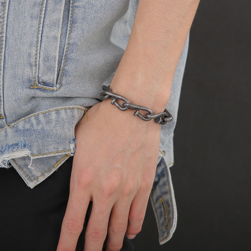 Nail Link Chain Bracelets Punk Men's Retro Stainless Steel Hip Hop Rock Bangle Jewelry