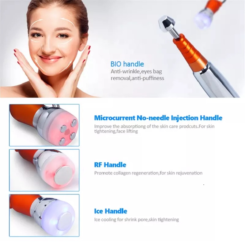 4 IN 1 No-needle Mesotherapy Device Electroporation Needle-free Mesotherapy Apparatus RF Radio Frequency EMS Micro Electric