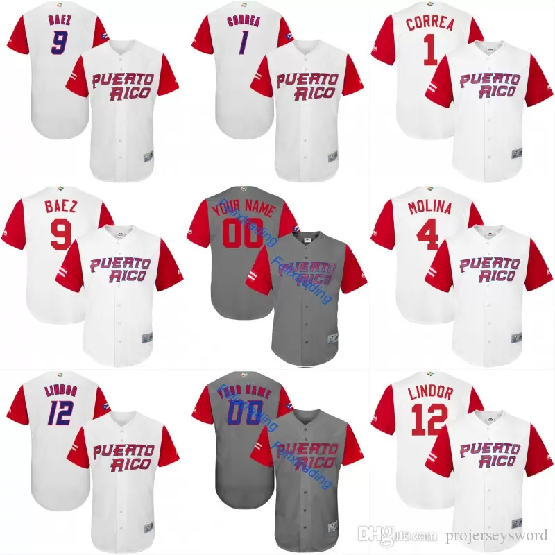 2017 Puerto Rico World Baseball Classic WBC Jersey 1 Carlos Correa 4 Yadier Molina 9 Javier Baez 15 Carlos Beltr 12 FLindor Baseball Jerseys, White 2 such as
2017 Puerto Rico World Baseball Classic WBC Jersey 1 Carlos Correa 4 Yadier Molina 9 Javier Baez 15 Carlos Beltr 12 FLindor Baseball Jerseys, White 2 such as