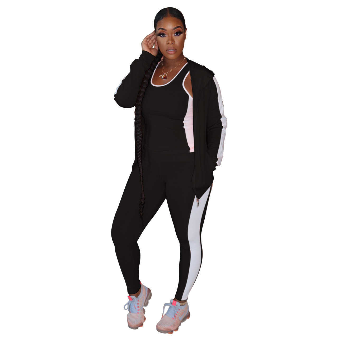 Womens tracksuit Sportswear Pants Tow Pieces Hoodie Legging Outfits Sports fashion casual solid color sports 3 piece suit