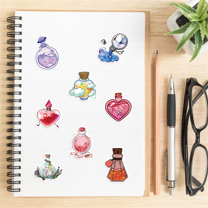50Pcs cartoon potion bottle stickers Magic potion pharmacist Graffiti Kids Toy Skateboard car Motorcycle Bicycle Sticker Decals Wholesale