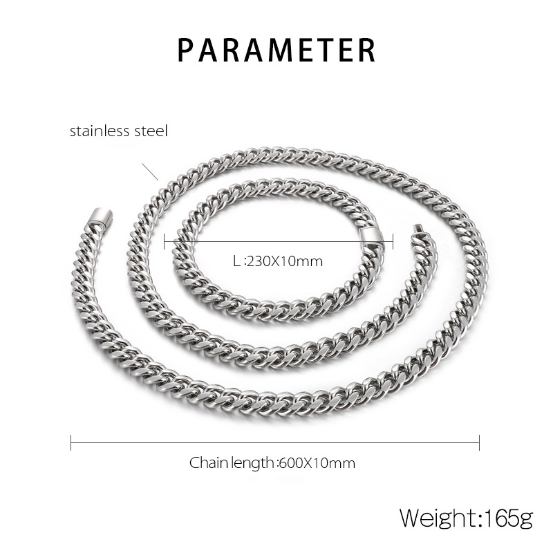 Hip Hop Titanium Steel Cuban Link Chain Bracelets Simple Men Stainless Steel Jewelry