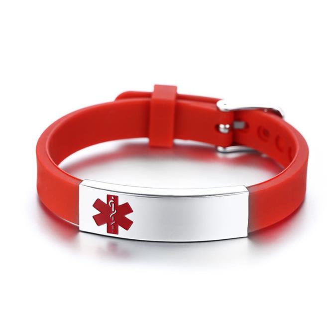 Wholesale Silicone Titanium Steel Bent Medical Charm Bracelet