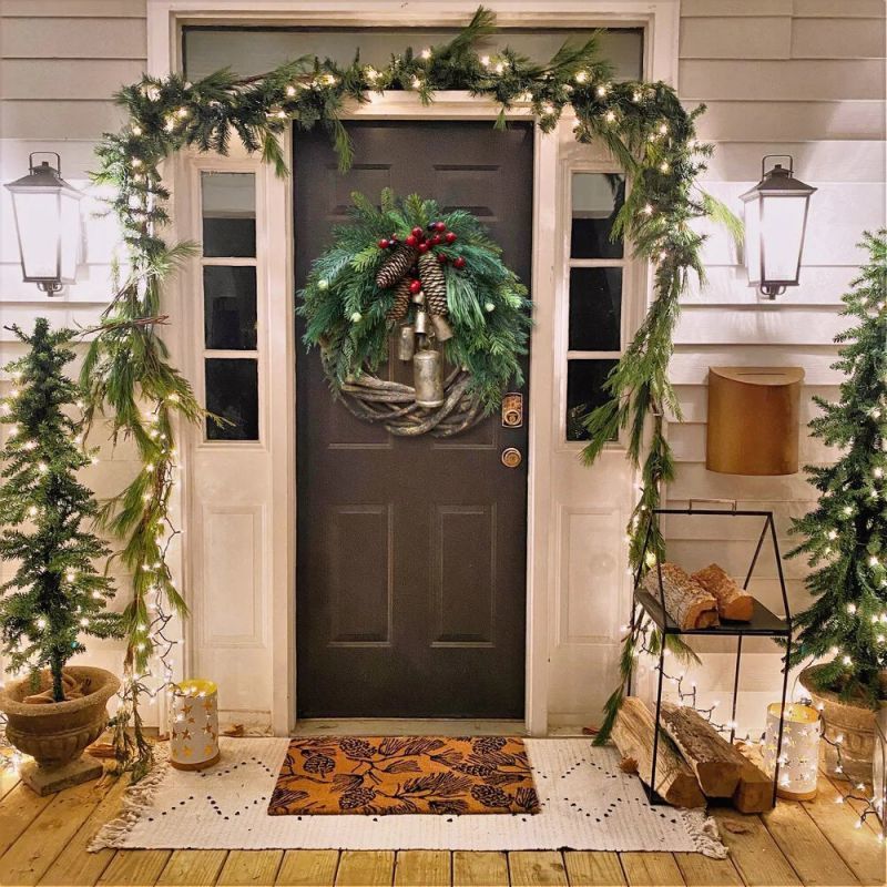 Decorative Flowers Wreaths Christmas Wreath Farmhouse Boho Garland Bell Door Hanging christmas tree ornaments hanging 221019
