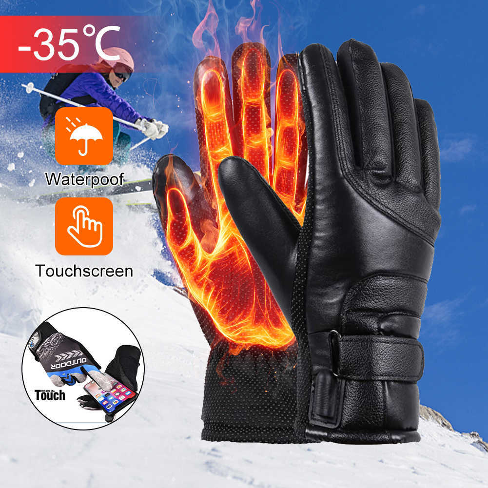 Ski Gloves 2022 Winter Heated USB Electric Waterproof Windproof Touch Screen Powered Heating for Men Women ski L221017