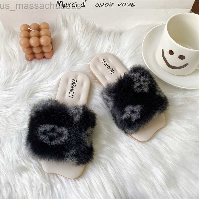 Slipper New wool slippers for autumn and winter wear outside women's home indoor use. Four leaf parent-child L221020