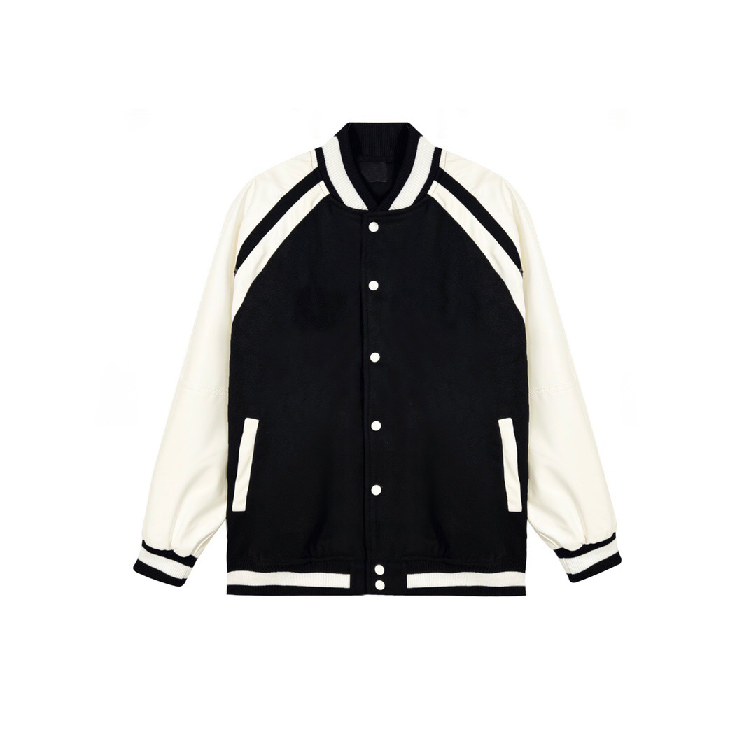 New Men's and Women's Tops Jacket Four Seasons Classic Reflective Baseball Jersey Limited Leather Sleeve Perfect Top Version, Black spell white
New Men's and Women's Tops Jacket Four Seasons Classic Reflective Baseball Jersey Limited Leather Sleeve Perfect Top Version, Black spell white