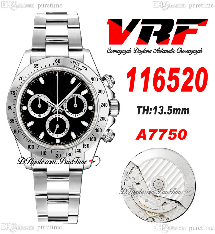 VRF 11652 A7750 Automatic Chronograph Mens Watch Tachymeter Bezel Black Stick Dial Stainless Steel Bracelet Super Edition Same Series Card Puretime F6
VRF 11652 A7750 Automatic Chronograph Mens Watch Tachymeter Bezel Black Stick Dial Stainless Steel Bracelet Super Edition Same Series Card Puretime F6