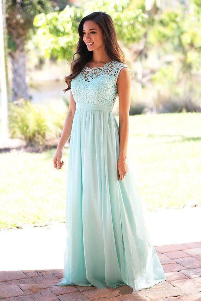 Pink Chiffon Bridesmaid Dresses Lace Appliqued Bodice Pleats A Line Long Wedding Party Gowns Zipper Sheer Back Free shipping Free shi
