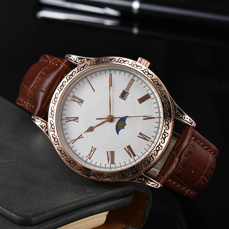 2022 Men's Luxury Quartz Watch Business Leisure Pattern Carving Multi functional Calendar Waterproof Belt Watches, R003
2022 Men's Luxury Quartz Watch Business Leisure Pattern Carving Multi functional Calendar Waterproof Belt Watches, R003