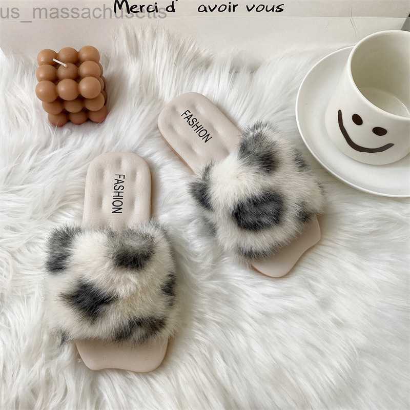 Slipper New wool slippers for autumn and winter wear outside women's home indoor use. Four leaf parent-child L221020