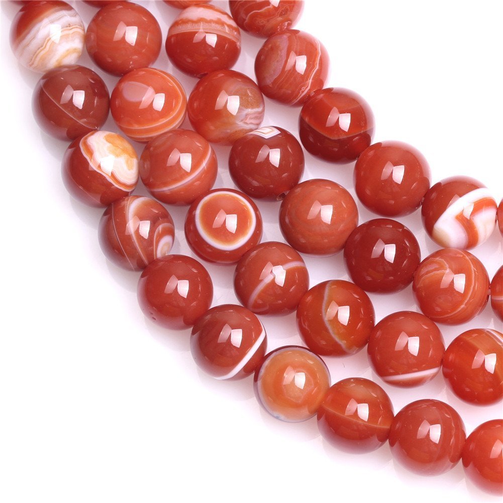 8MM Natural Stone Loose Beads for DIY Jewelry Making banded strip Crystal Gemstone Round Energy Healing Stoness Agate Handmade Accessories 48pcs stone