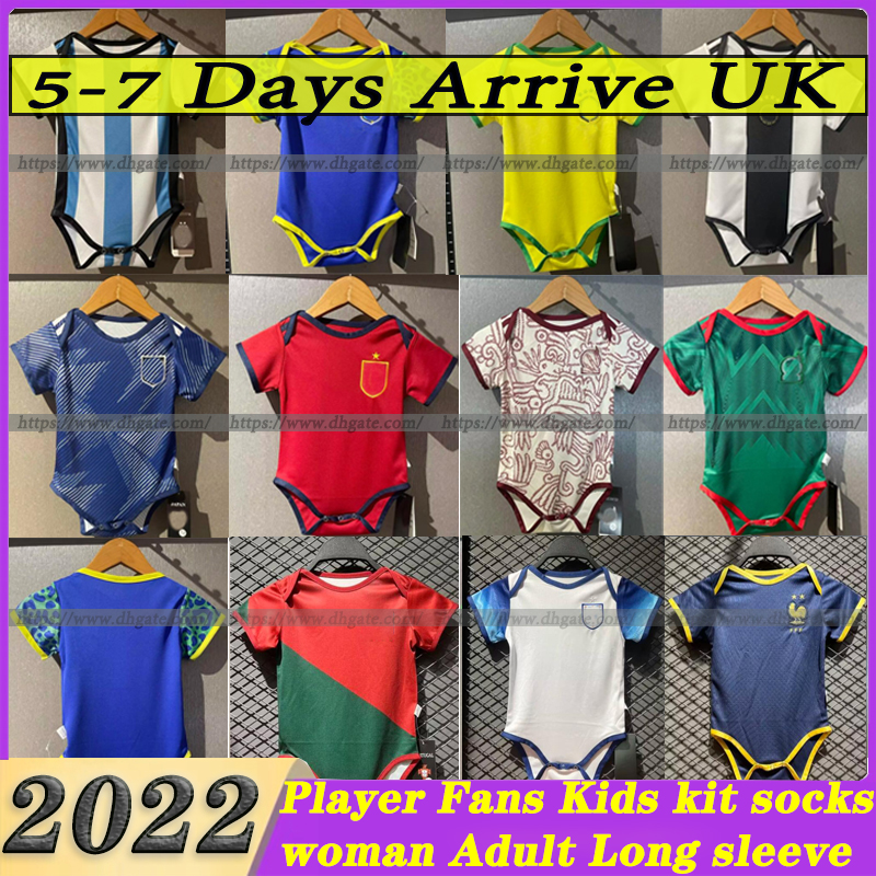 2022 England Baby Soccer Jersey 22 23 Brazil Mexico Argentinas Spain Germanys Welsh football shirt Kids Kit 9-18 Months Shirt