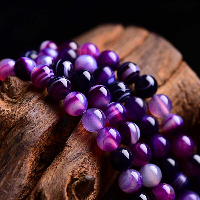 8MM Natural Stone Loose Beads for DIY Jewelry Making banded strip Crystal Gemstone Round Energy Healing Stoness Agate Handmade Accessories 48pcs stone