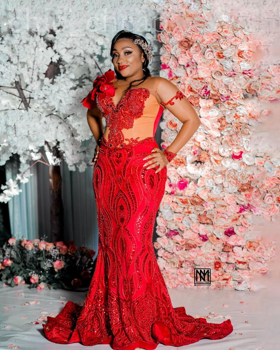 Aso 2022 Arabic Ebi Red Mermaid Prom Dresses Lace Beaded Sexy Evening Formal Party Second Reception Birthday Engagement Gowns Dress ZJ773
