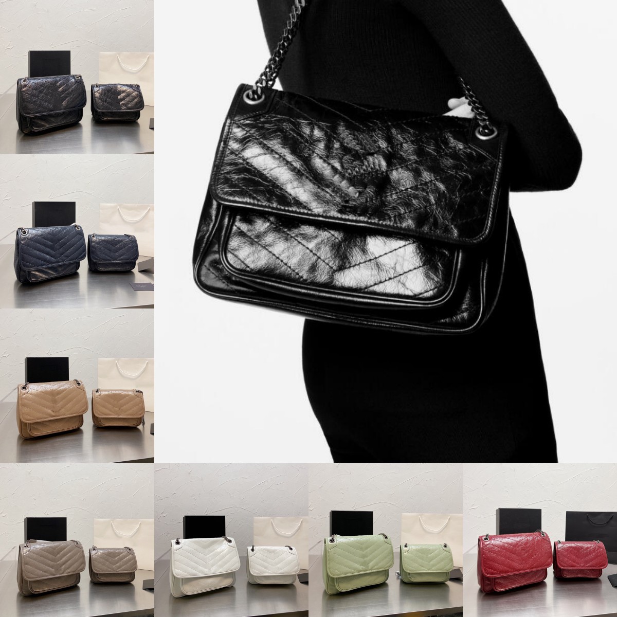 Classsic Niki baby quilted Vintage bag Medium Pleated Calfskin Leather Chain Shoulder Clutch Flap Cross body Metallic Letter Logo Women Shopping Handbag Tote 6331, Fur
Classsic Niki baby quilted Vintage bag Medium Pleated Calfskin Leather Chain Shoulder Clutch Flap Cross body Metallic Letter Logo Women Shopping Handbag Tote 6331, Fur