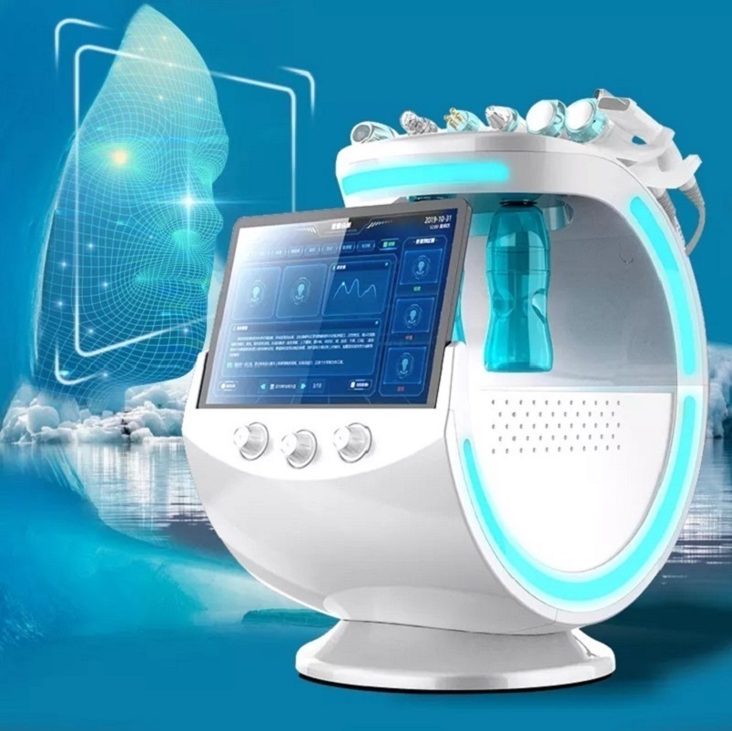 Smart Ice Blue Magic Mirror Skin Analyzer Hydra Machine, 7-in-1 Ultrasound Skin Care, Aqua Peeling, and Hydra Dermabrasion for Comprehensive Skin Trea