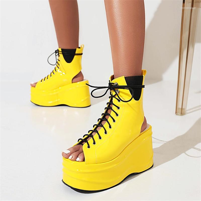 Sandals PXELENA Patchwork Patent Leather Punk Rock Gothic Platform Open Toe Wedge High Heels Dating Rome Gladiator Shoes Women, Black
Sandals PXELENA Patchwork Patent Leather Punk Rock Gothic Platform Open Toe Wedge High Heels Dating Rome Gladiator Shoes Women, Black