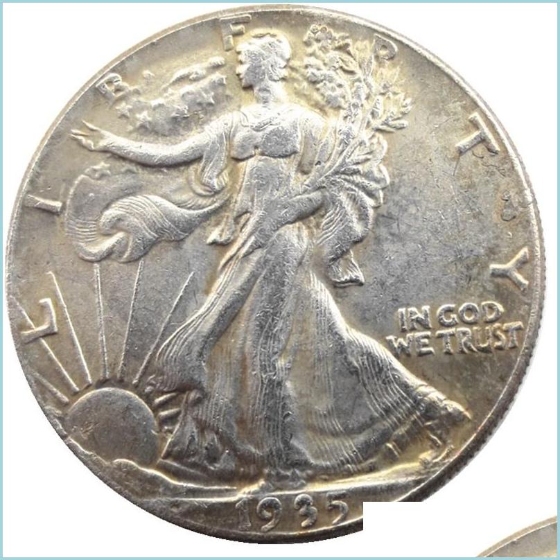 Arts And Crafts Us 1935 Walking Liberty Half Dollar Craft Sier Plated Copy Coin Brass Ornaments Home Decoration Accessories Drop Deli Dh0U2
Arts And Crafts Us 1935 Walking Liberty Half Dollar Craft Sier Plated Copy Coin Brass Ornaments Home Decoration Accessories Drop Deli Dh0U2