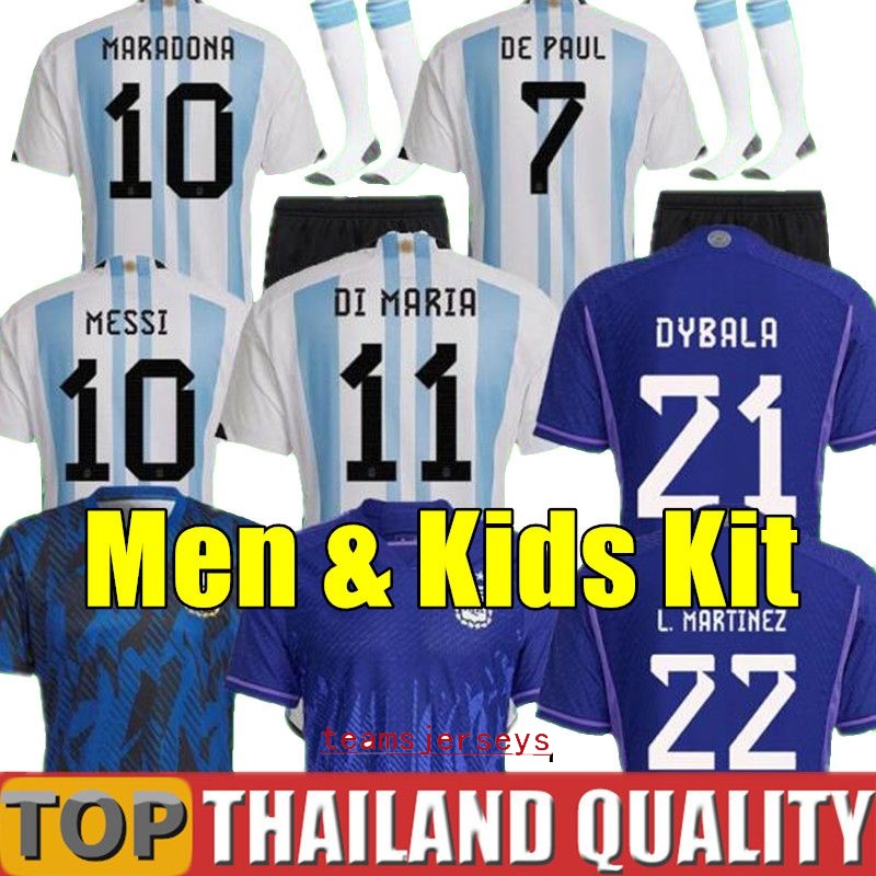 22 23 Argentina soccer Jerseys J.ALVAREZ DYBALA DI MARIA KUN MARTINEZ MARADONA football shirt fans player version world cup Men Kids kit sets uniform, 2022 away - men
22 23 Argentina soccer Jerseys J.ALVAREZ DYBALA DI MARIA KUN MARTINEZ MARADONA football shirt fans player version world cup Men Kids kit sets uniform, 2022 away - men