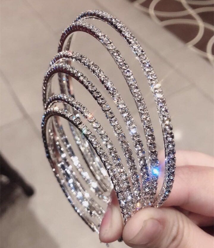 Luxury Oversized Big Crystal Hoop Earrings Gold Silver Rhinestone Large Circle Earring for Women Hip hop Jewelry