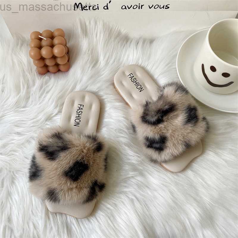 Slipper New wool slippers for autumn and winter wear outside women's home indoor use. Four leaf parent-child L221020