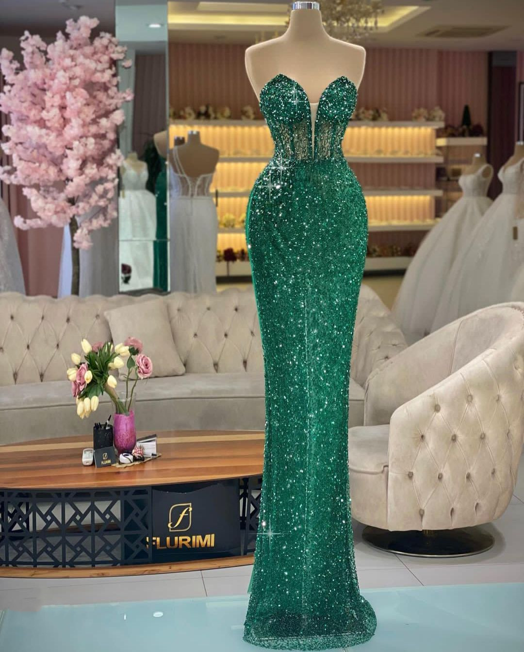 Prom Shiny Strapless Sleeveless V Neck Lace Appliques Sequins Beaded Dresses High Waist Floor Length Evening Dress Gowns Plus Size Custom Made