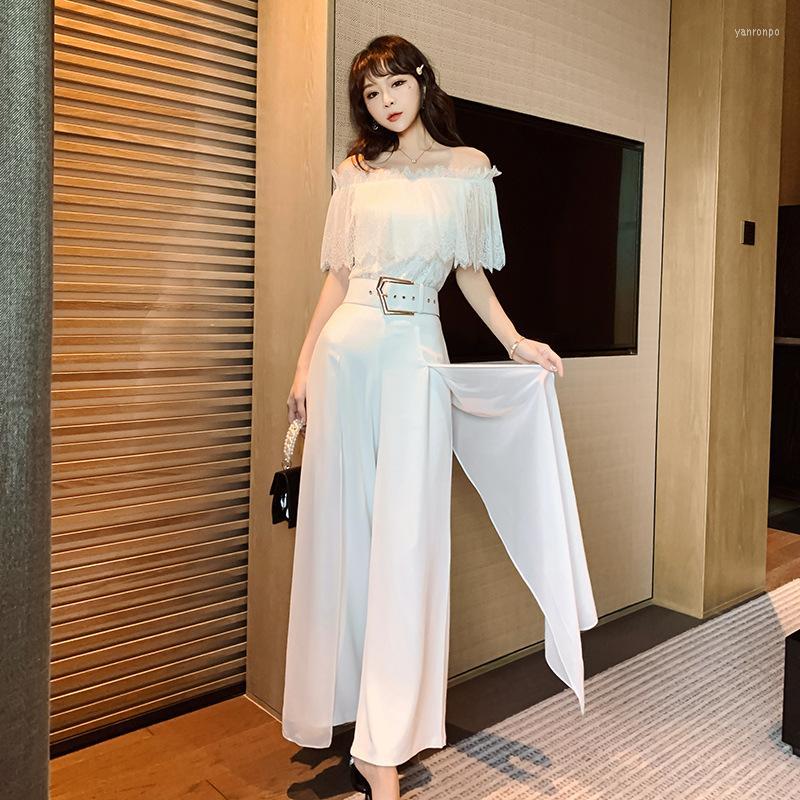 Women' Two Piece Pants Women' Summer Women Pieces Sets Off Shoulder Black Lace Tops Belted Wide Leg Office Lady Outfits Set Female, White
Women' Two Piece Pants Women' Summer Women Pieces Sets Off Shoulder Black Lace Tops Belted Wide Leg Office Lady Outfits Set Female, White