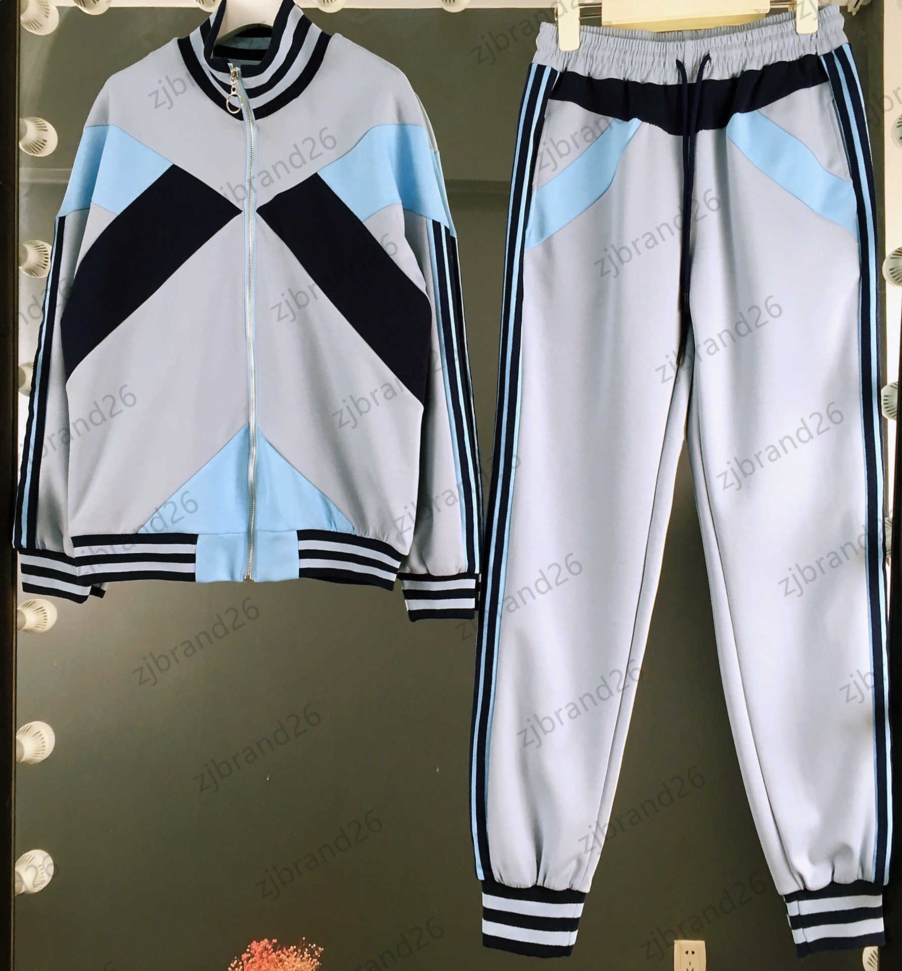 Designer Tracksuits Womens Two Piece Pants Stand Collar Striped Zip-up Jacket Coats Color Matching Beam Foot Casual Trousers Fashion Sports Style Women Clothing, 13 
Designer Tracksuits Womens Two Piece Pants Stand Collar Striped Zip-up Jacket Coats Color Matching Beam Foot Casual Trousers Fashion Sports Style Women Clothing, 13