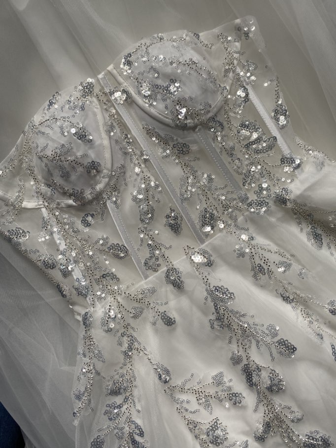 2022 Sexy Beach Wedding Dress For Bride Elegant Boho Bridal Gowns Strapless Sequin Lace High Split Princess Vestido De Novia