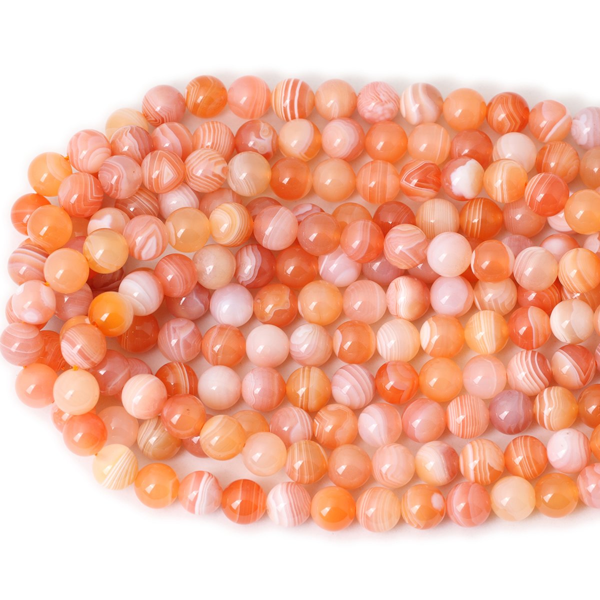 8MM Natural Stone Loose Beads for DIY Jewelry Making banded strip Crystal Gemstone Round Energy Healing Stoness Agate Handmade Accessories 48pcs stone