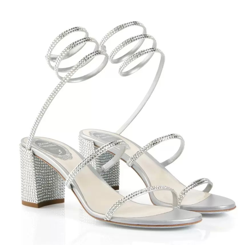 Sexy Summer Jewel Cleo Rene Sandals Shoes For Women Caovilla Crystal Block Heels Sexy Lady Pumps Party Wedding With Box.EU35-42