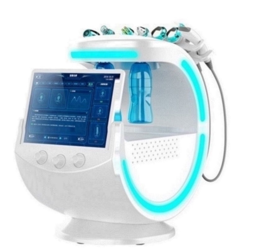 Smart Ice Blue Magic Mirror Skin Analyzer Hydra Machine, 7-in-1 Ultrasound Skin Care, Aqua Peeling, and Hydra Dermabrasion for Comprehensive Skin Trea