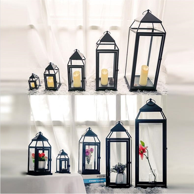 Home decoration Candle Holders metal windbreak lamp scented candles portable wedding decorations