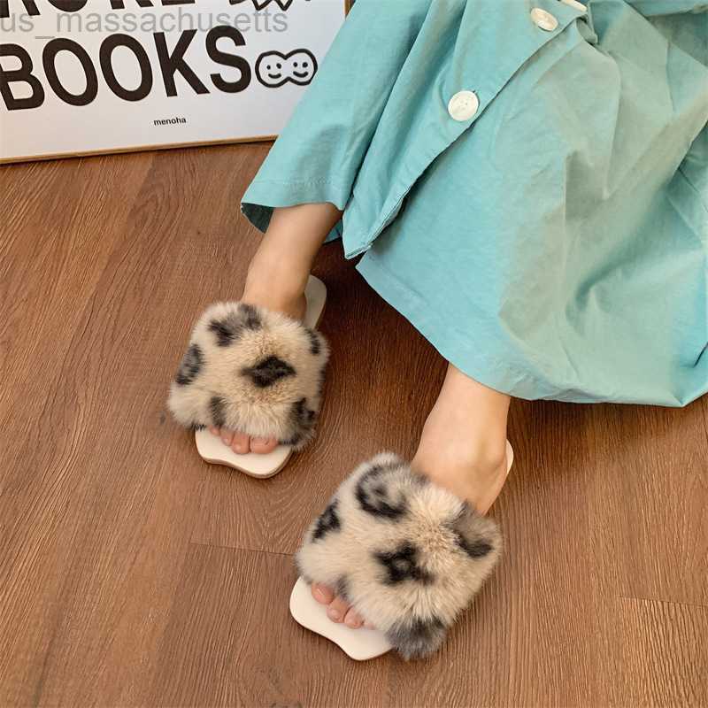 Slipper New wool slippers for autumn and winter wear outside women's home indoor use. Four leaf parent-child L221020