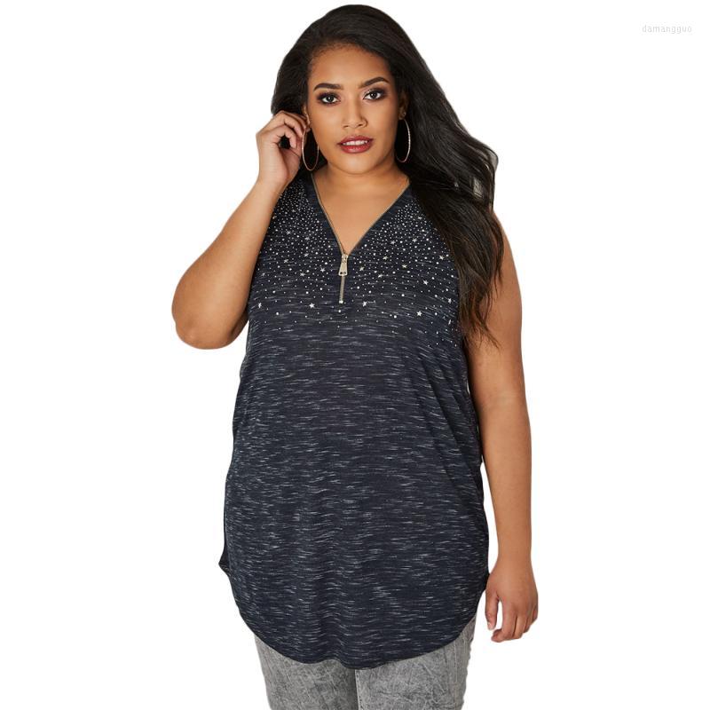 Shirt Women's Plus Size Sale Summer Tops Drilling Zipper Camisole Women Casual V-Neck Sleeveless Solid Black Tank Ladies Loose Vest, Dark flecking gray
Shirt Women's Plus Size Sale Summer Tops Drilling Zipper Camisole Women Casual V-Neck Sleeveless Solid Black Tank Ladies Loose Vest, Dark flecking gray