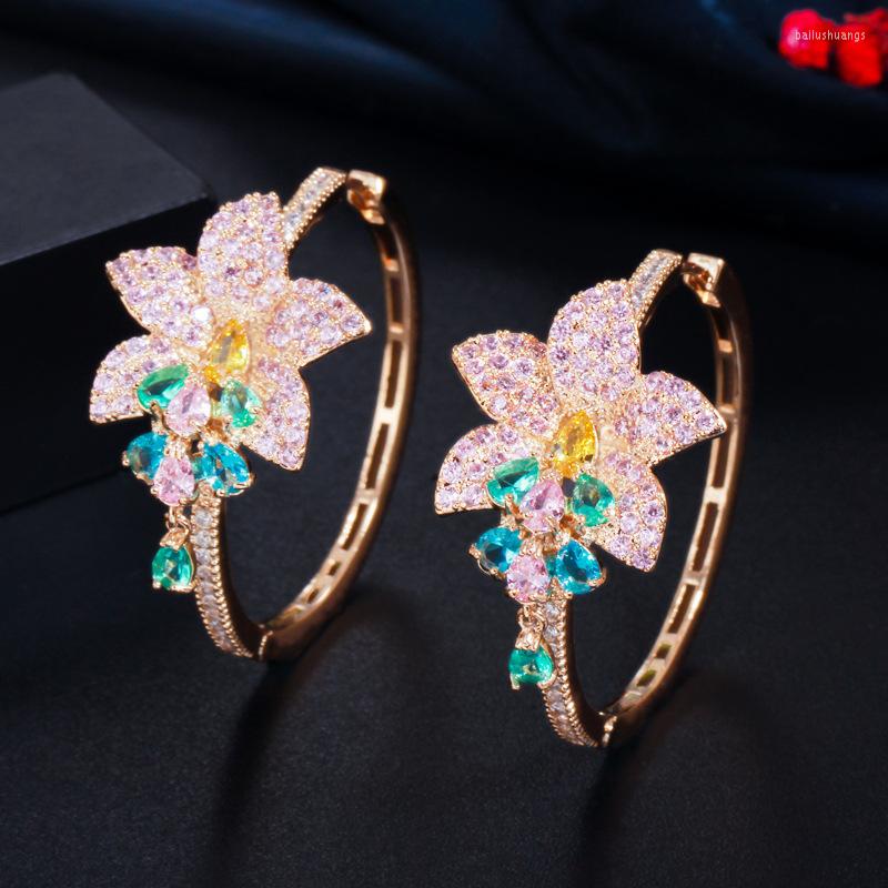 Hoop Earrings Colorful Cubic Zircon Gold Color Big Tassel Flower Charm Round For Women Luxury Designer Jewelry
Hoop Earrings Colorful Cubic Zircon Gold Color Big Tassel Flower Charm Round For Women Luxury Designer Jewelry