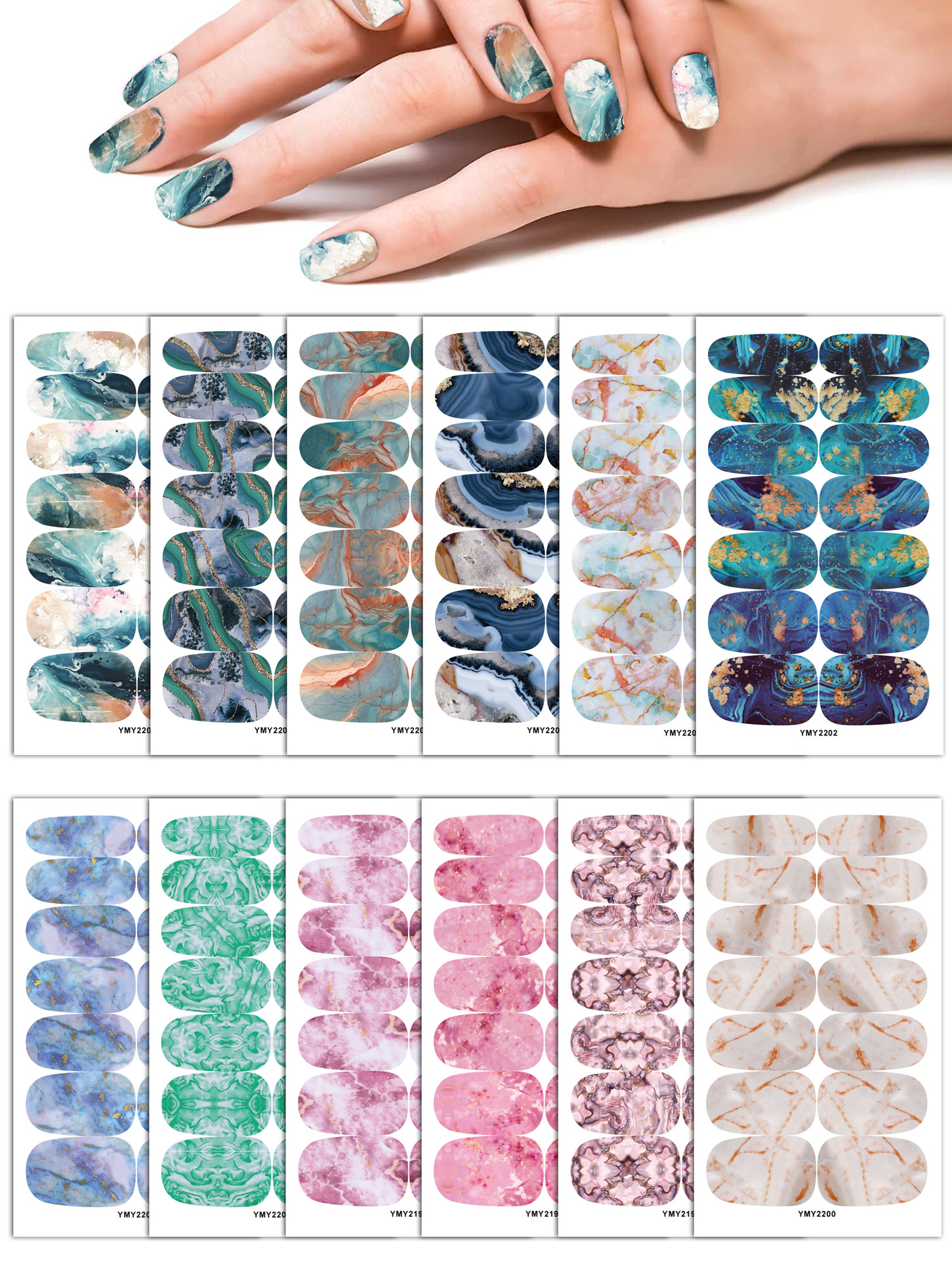 Nail Stickers Nail Art Accessories New Marble Smudge Pattern Starry Paper Laser Nails Sticker Manicure Decals, As picture
Nail Stickers Nail Art Accessories New Marble Smudge Pattern Starry Paper Laser Nails Sticker Manicure Decals, As picture