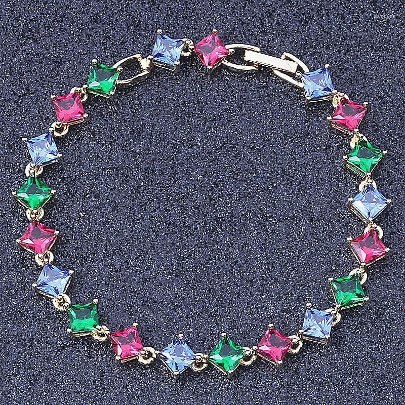 Link Bracelets Top Quality Excellent Multicolor Crystal Cubic Zirconia For Womens Yellow Gold Color Chain Length 19CM 096Link LinkLink
Link Bracelets Top Quality Excellent Multicolor Crystal Cubic Zirconia For Womens Yellow Gold Color Chain Length 19CM 096Link LinkLink
