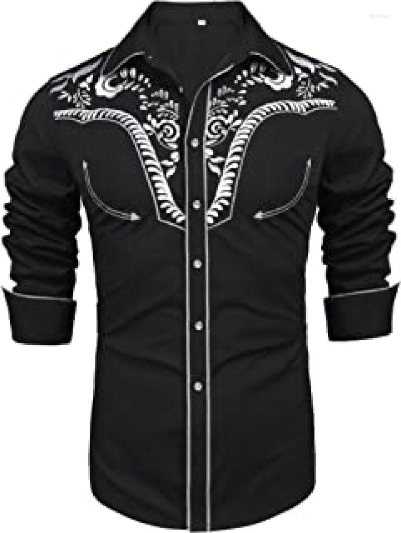 Men' Casual Shirts Western Cowboy Men Long Sleeve Embroidered Spring Autumn Slim Fit Button Down Black White Shirt Male
Men' Casual Shirts Western Cowboy Men Long Sleeve Embroidered Spring Autumn Slim Fit Button Down Black White Shirt Male