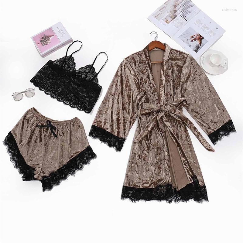 Women's Sleepwear Women's Women Three Piece Sexy Black Lace Home Pajama Set Satin Sleep Suit Spring Summer Cute Nightwear Clothes
Women's Sleepwear Women's Women Three Piece Sexy Black Lace Home Pajama Set Satin Sleep Suit Spring Summer Cute Nightwear Clothes