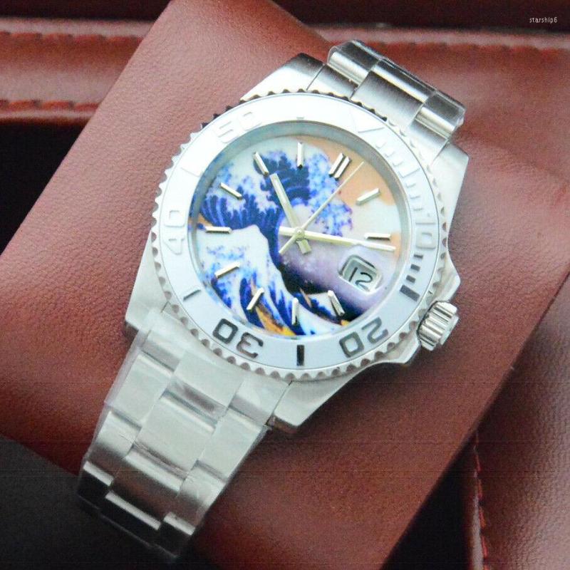 Wristwatches 40MM Kanagawa Surfing No LOGO Dial Ceramic Ring Yacht Men's Automatic Mechanical Watch Stainless Steel Strap, H1
Wristwatches 40MM Kanagawa Surfing No LOGO Dial Ceramic Ring Yacht Men's Automatic Mechanical Watch Stainless Steel Strap, H1