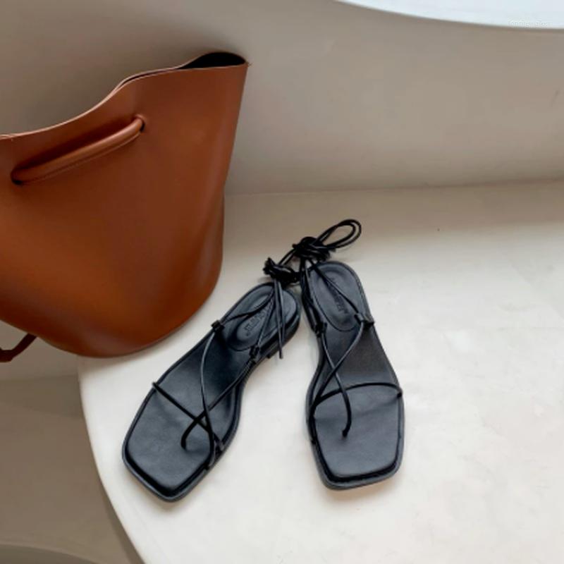 

Sandals Fashion Women Low Heel Narrow Band Ankle Cross-tied Soft Female Clip Toe Lace-up Shoes Summer Casual Sandal 2022, Apricot
