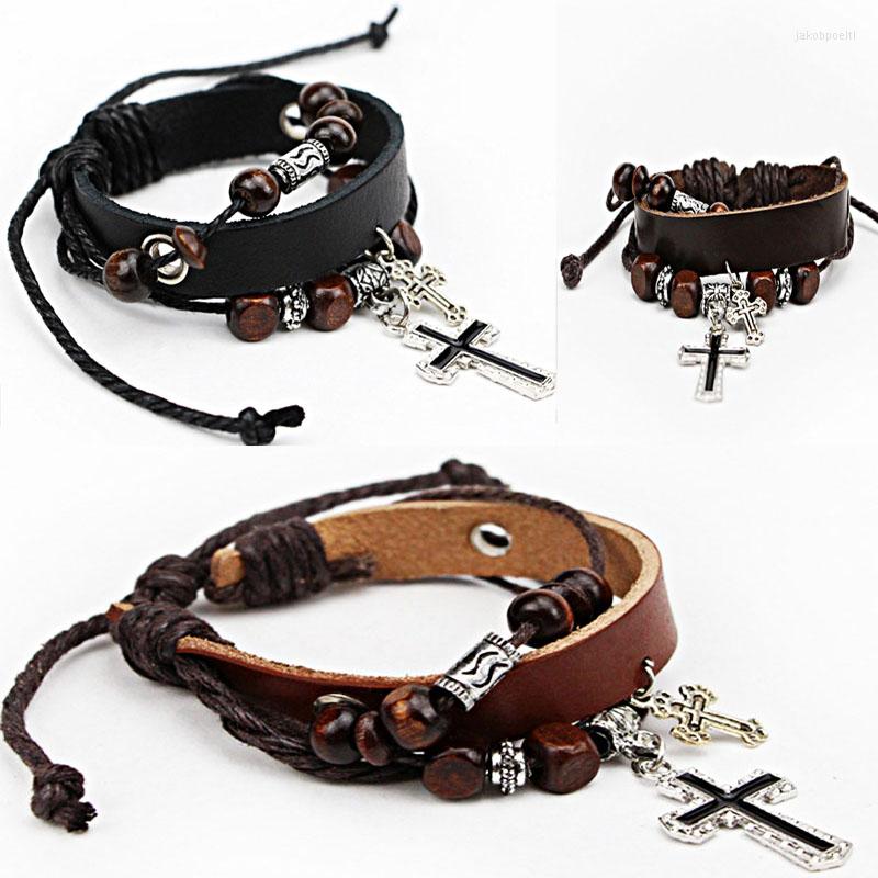 Charm Bracelets Multilayer Stainless Steel Leather Wood Bible Cross Bangles Mens Womens Religious A2074
Charm Bracelets Multilayer Stainless Steel Leather Wood Bible Cross Bangles Mens Womens Religious A2074