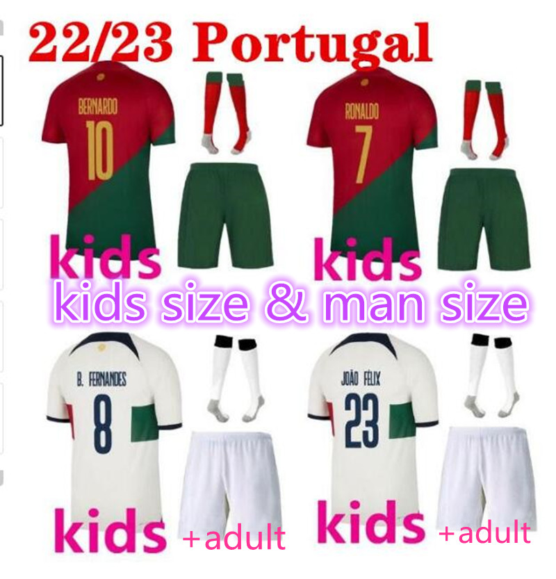 2022 Portugal soccer jerseys adult kit RUBEN NEVES JOAO FELIX BERNARDO BRUNO RONALDO FERNANDES Portugieser 2022 2023 Portuguese football shirt Kids kit sets, White
2022 Portugal soccer jerseys adult kit RUBEN NEVES JOAO FELIX BERNARDO BRUNO RONALDO FERNANDES Portugieser 2022 2023 Portuguese football shirt Kids kit sets, White