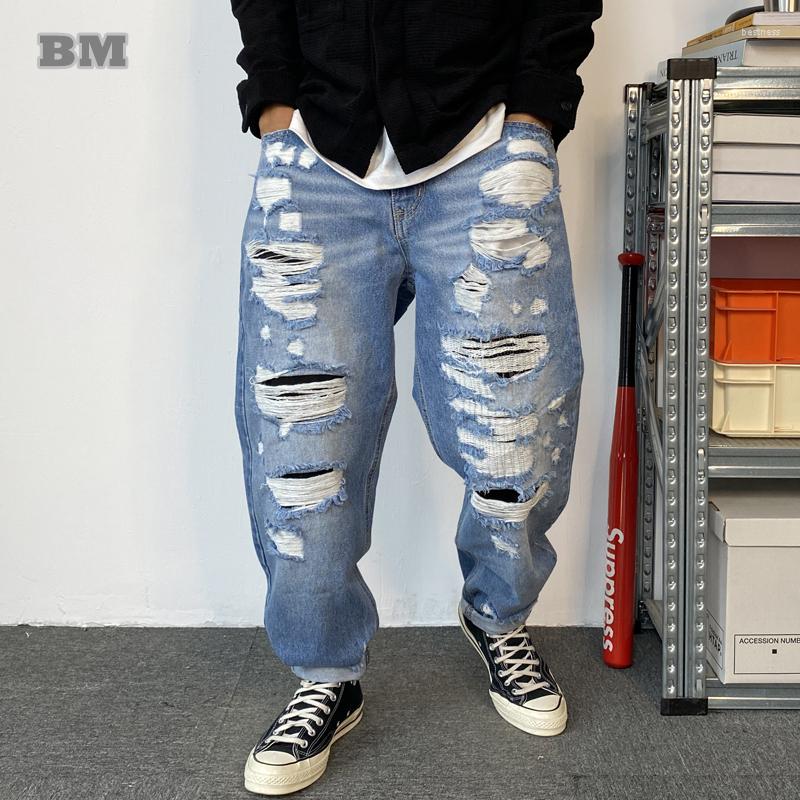 Men's Jeans American Hip Hop Casual Ripped Men Clothing Streetwear Denim Straight Cargo Pants Harajuku Distressed Beggar Trousers Male, Blue
Men's Jeans American Hip Hop Casual Ripped Men Clothing Streetwear Denim Straight Cargo Pants Harajuku Distressed Beggar Trousers Male, Blue