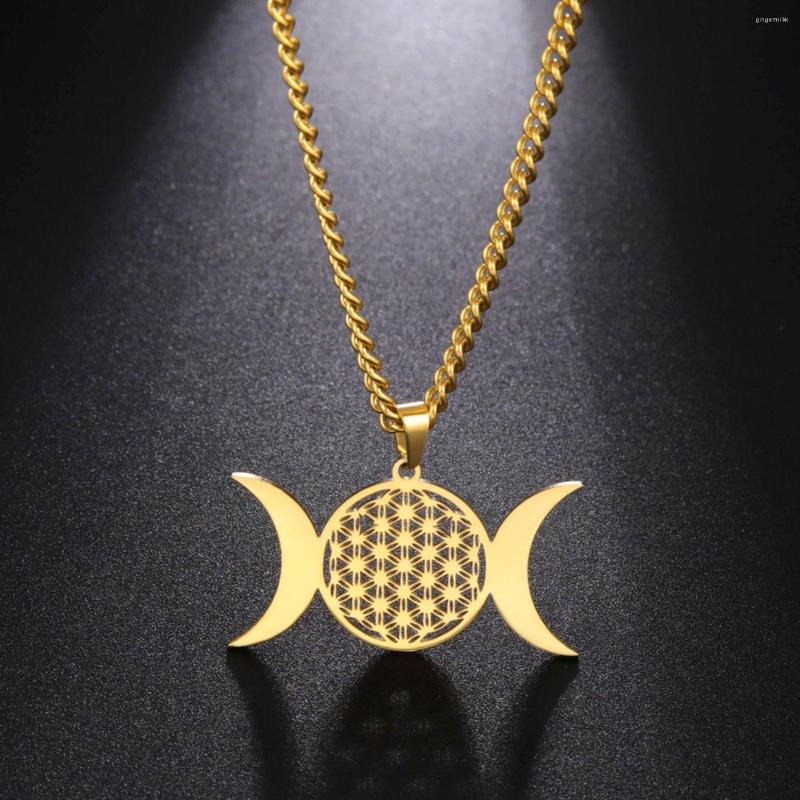 Pendant Necklaces Dawapara Triple Moon Flower Of Life Necklace Sacred Geometry Stainless Steel Jewelry Hecate's Knot Goddess
Pendant Necklaces Dawapara Triple Moon Flower Of Life Necklace Sacred Geometry Stainless Steel Jewelry Hecate's Knot Goddess